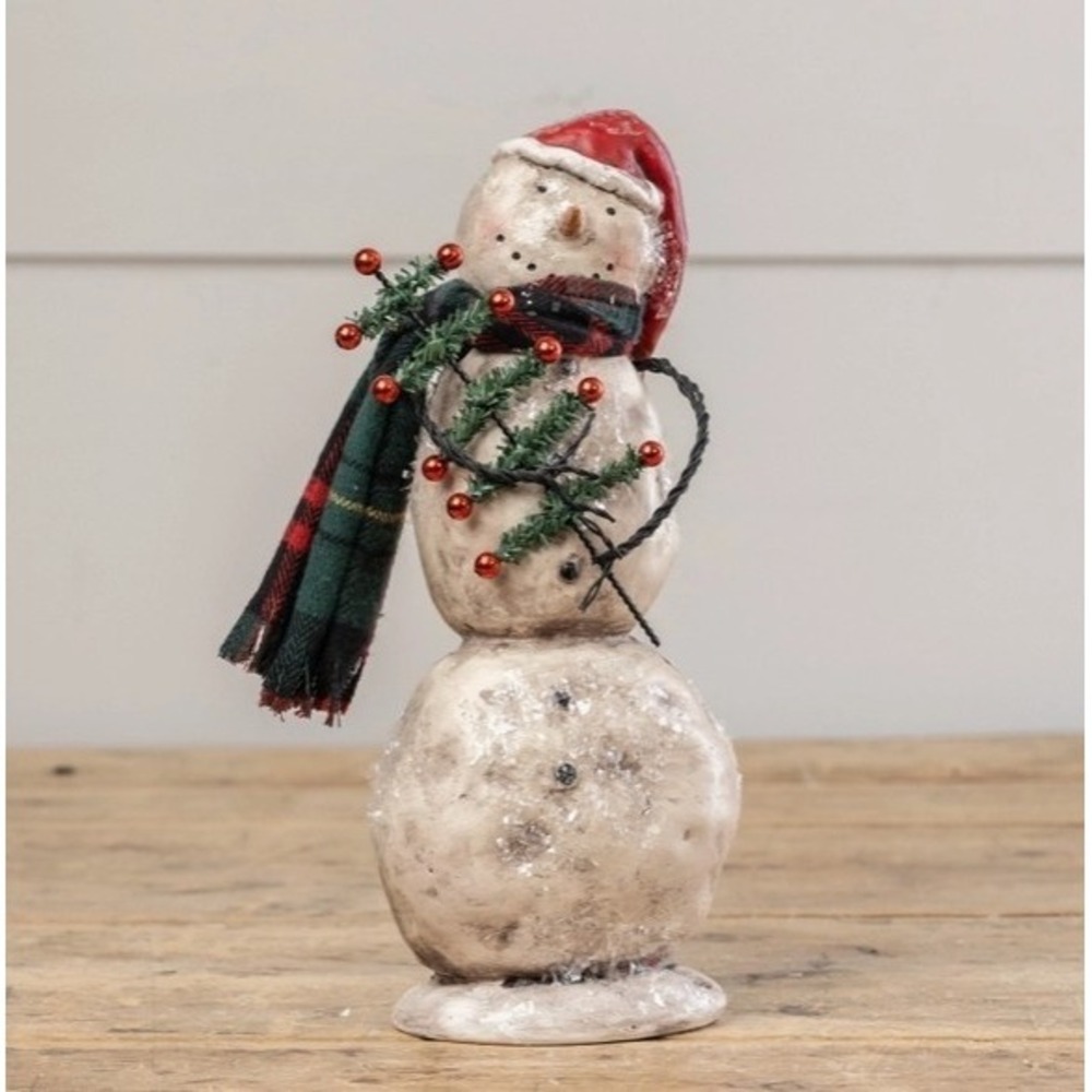 Ragon House Christmas 10.5" Snowman with Pencil Feather Tree Figurine NEW